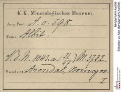 Etiketten zu Albit (NHMW-MIN-Ae598)